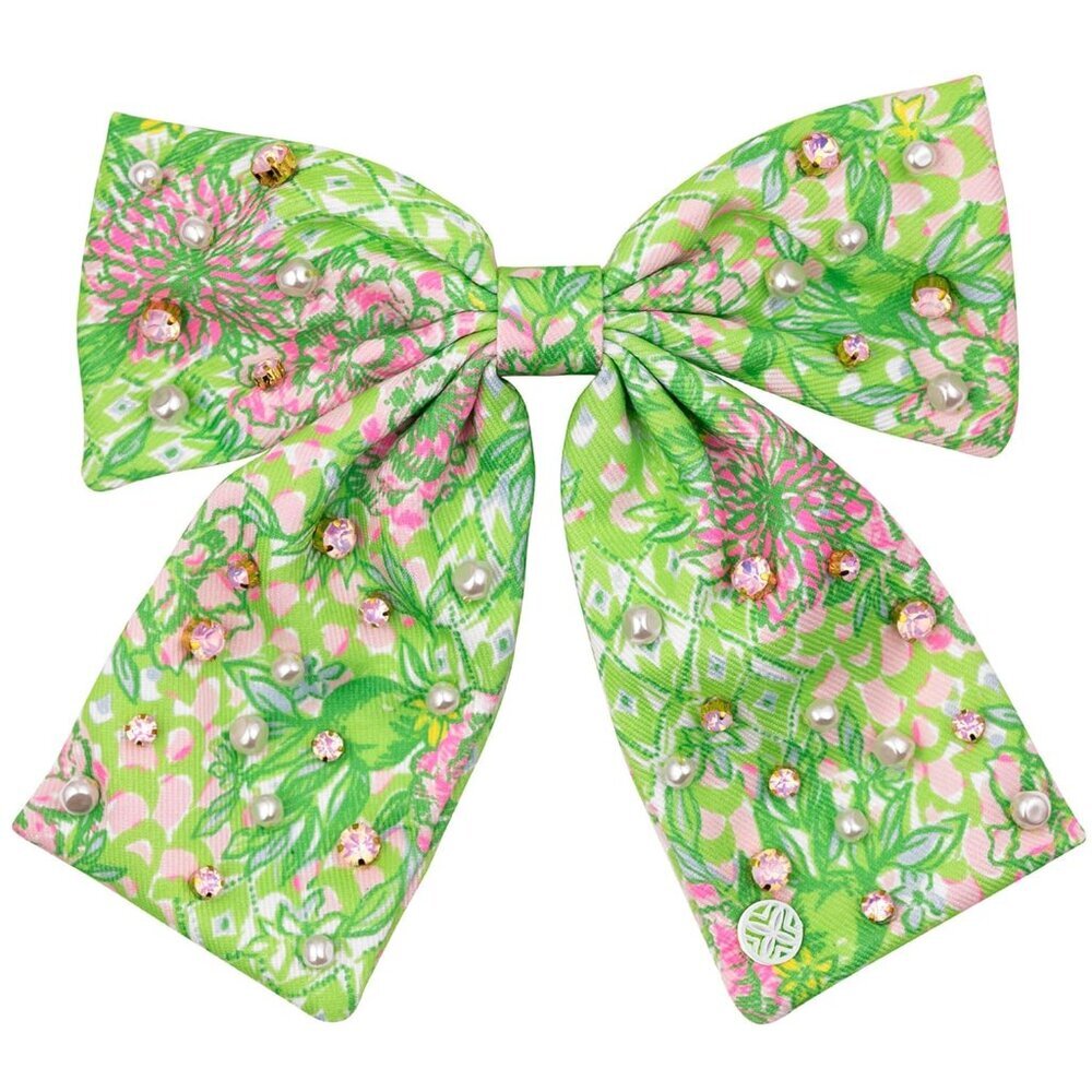 Hair Bow Women Green Floral Lime Feeling Good Pearl Rhinestone Accessories
